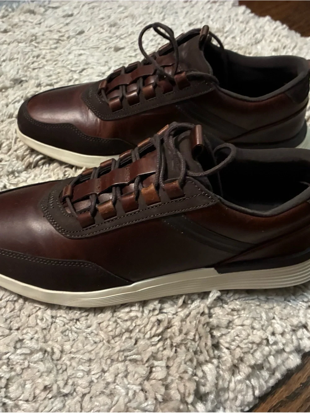 Men's Casual Leather Sneaker - Maple and Cream